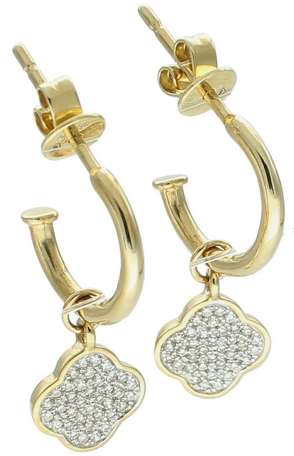 Kolczyki złote damskie wiszące koniczyny z białymi diamentami 585 E86410 Y S  Kolczyki wykonane z żółtego złota próby 585 z Diamentami. Kolczyki idealne na prezent dla każdej kobiety. 1.jpg